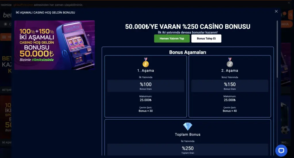 BetOffice Casino Hoş Geldin
